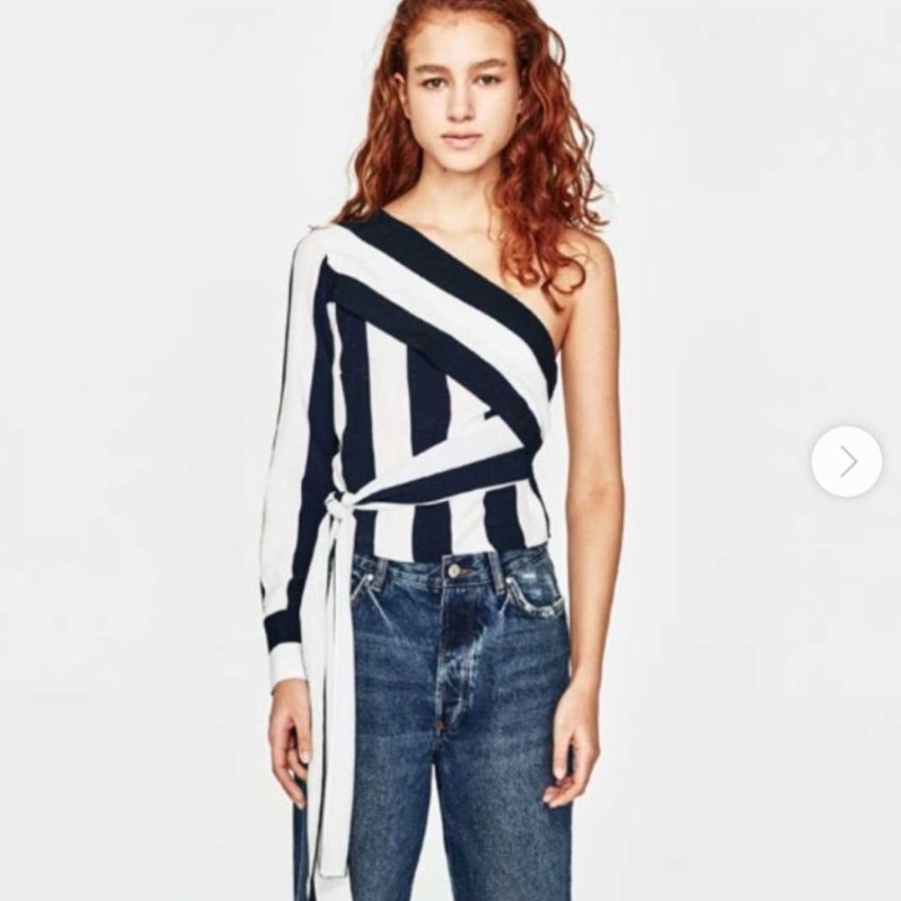 Zara Trafaluc One Shoulder Belted Top - Picture 1 of 6